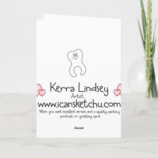 無くなった歯の歯のスマイルの子供のお祝いカード カード (裏面)