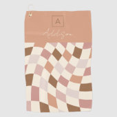 無エレガント中性市松模様にモノグラム ゴルフタオル (正面)