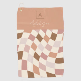無エレガント中性市松模様にモノグラム ゴルフタオル