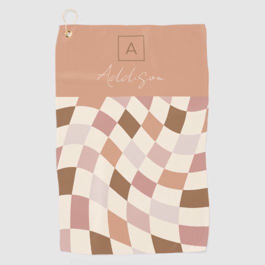無エレガント中性市松模様にモノグラム ゴルフタオル (正面)