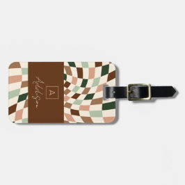 無エレガント中性市松模様にモノグラム ラゲッジタグ