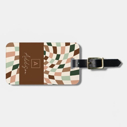 無エレガント中性市松模様にモノグラム ラゲッジタグ (正面横)