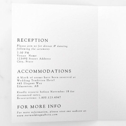 無モダンエレガント常ミニマクラシックリストフォーマル 三つ折りカード (内部最初)