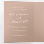 無モダン自然自QRコードシンプル結婚の 三つ折り招待状 (内部最初)