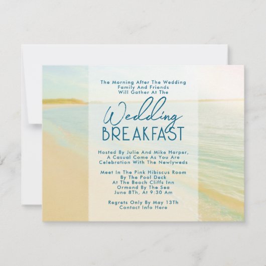 無人化されたビーチ結婚アフターズブレックファースト招待状 招待状 (正面)