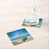 無人化ビーチ海ビュービジネスコースター スクエアペーパーコースター (インサイチュ)