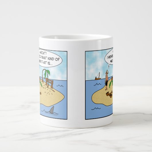 無人島おもしろいのマンガの木版画家 ジャンボコーヒーマグカップ (正面)