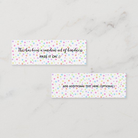 無作為な慈善レインボー水玉模様 スキニー名刺 (正面/裏面)