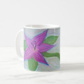 無作為な紫色のフラワーマグ コーヒーマグカップ (正面左)