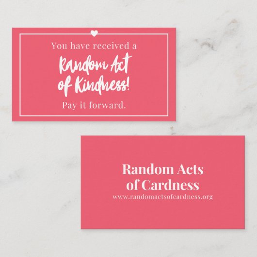 無作為に親切のカードをもらった コーリングカード (正面/裏面)