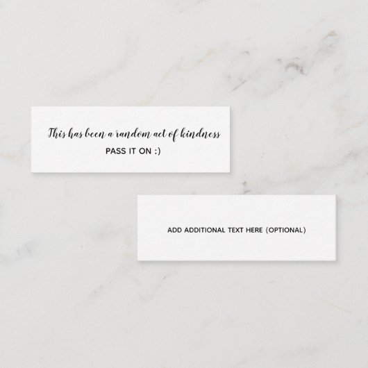 無作為の親切白黒 ミニマル スキニー名刺 (正面/裏面)