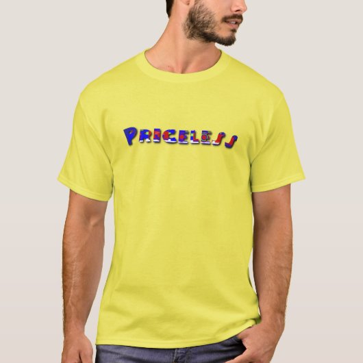 無価の黄色いメンズ Tシャツ (正面)