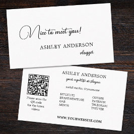 無修正シンプルVLOGGERソーシャルメディアQRコード 名刺