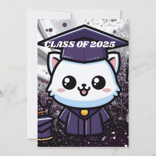 無償エレガント子猫パープルガウン サンキューカード (正面)