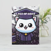 無償エレガント子猫パープルガウン サンキューカード (スタンド正面)