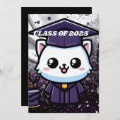 無償エレガント子猫パープルガウン サンキューカード (正面/裏面)