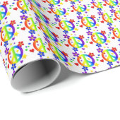 無光沢の包装紙のかわいらしいピースサイン-白 ラッピングペーパー (ロールコーナー)