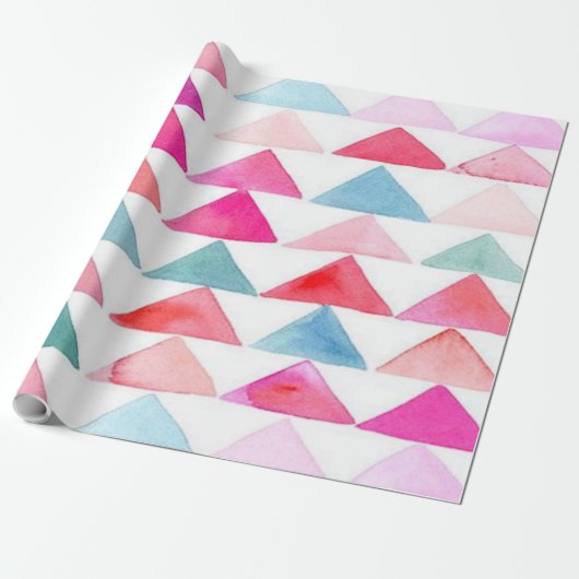 無光沢の包装紙、パステル調水彩画の三角形 ラッピングペーパー (アンロールド)