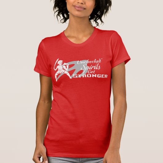無制限な精神は強くなる - 赤いクルーネックTシャツ Tシャツ (正面)