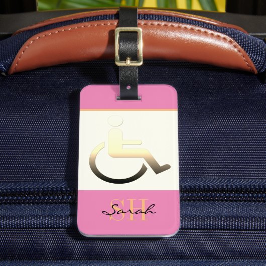 無効なシンボル&モノグラムの/荷札ピンク ラゲッジタグ (正面インサイチュ2)