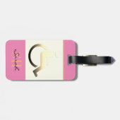無効なシンボル&モノグラムの/荷札ピンク ラゲッジタグ (裏面横)
