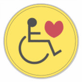 無効な車のステッカー愛ハート黄色 シール (正面)