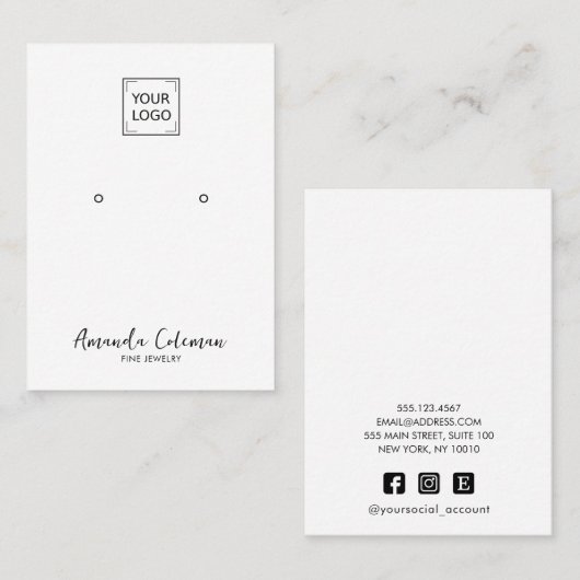 無印のイヤリングジュエリーロゴのソーシャルアイコン 名刺 (正面/裏面)