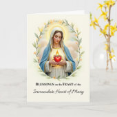 無原罪の聖心の祭日の祝福 カード (黄色い花)