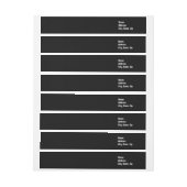 無地ので黒い~の白の文字 ラップアラウンドラベル (シート)