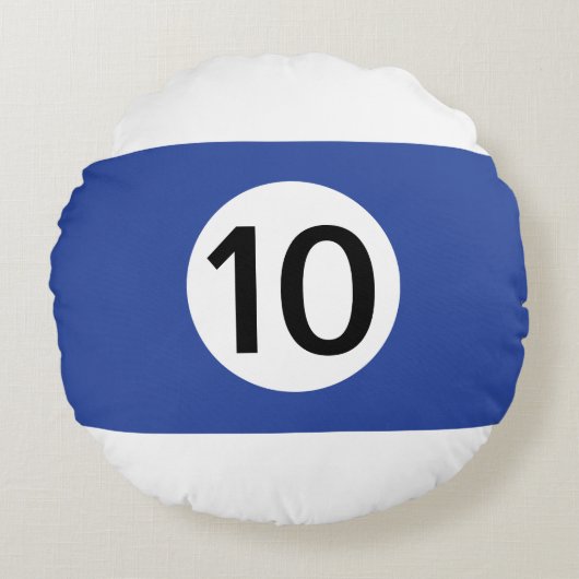 無地のとストライプBilliard Balls #10 Collect all 15 ラウンドクッション (正面)