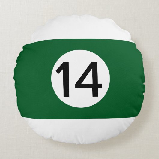 無地のとストライプBilliard Balls #14 Collect all 15 ラウンドクッション (正面)