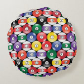 無地のとストライプBilliard Balls #8 Collect all 15 ラウンドクッション (裏面)