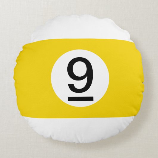 無地のとストライプBilliard Balls #9 Collect all 15 ラウンドクッション (正面)