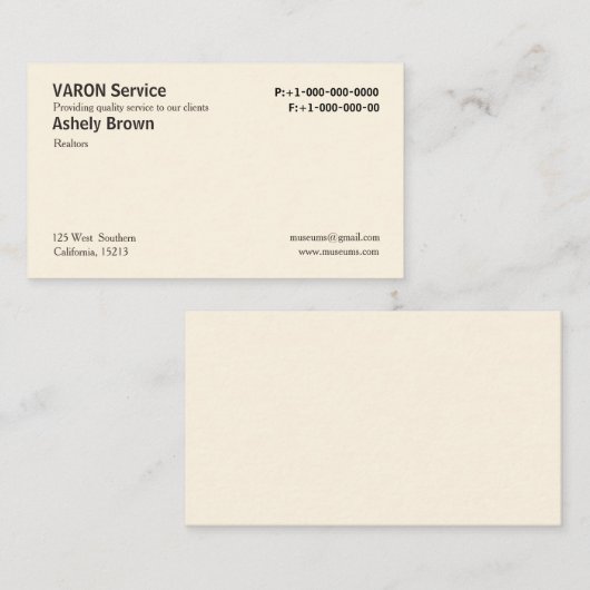 無地のなクリーム色の専門のシンプルな名刺 名刺 (正面/裏面)