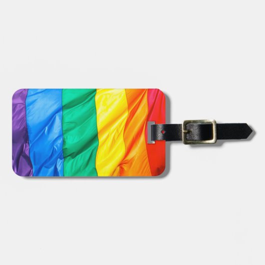 無地のなプライド-ゲイプライドの旗のクローズアップ ラゲッジタグ (正面横)