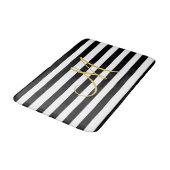 無地のな白黒ストライブ柄の金モノグラム バスマット (アングル)