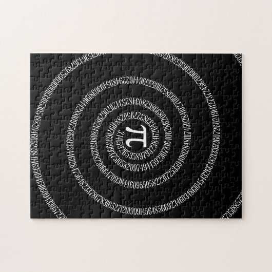 無地のな黒のPiのための螺線形 ジグソーパズル (横)