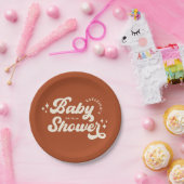 無地のカラーレトロボホベイビーシャワー ペーパープレート (パーティー)
