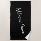 無地のカラー基本黒モダンスタイリッシュ ビーチタオル (正面)