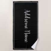 無地のカラー基本黒モダンスタイリッシュ ビーチタオル (正面)