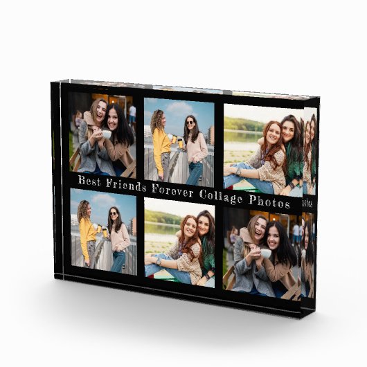 無地のカラー黒最高の友だちコラージュ写真ブロック フォトブロック (右)