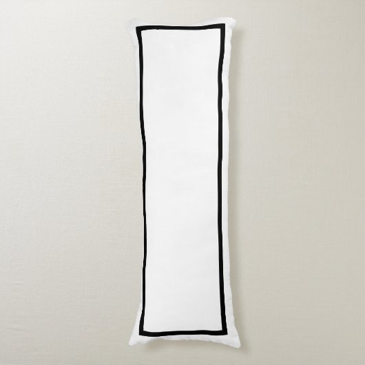 無地のクラシック黒と白のトリム抱き枕 ボディピロー (正面縦)