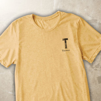 無地のグレーイニシャルと名前 トライブレンドTシャツ