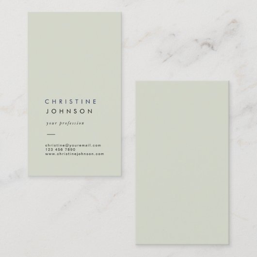 無地のセージの緑 名刺 (正面/裏面)