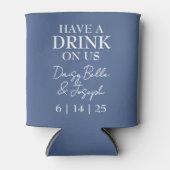 無地のダスティブルー結婚ズ 缶クーラー (正面)