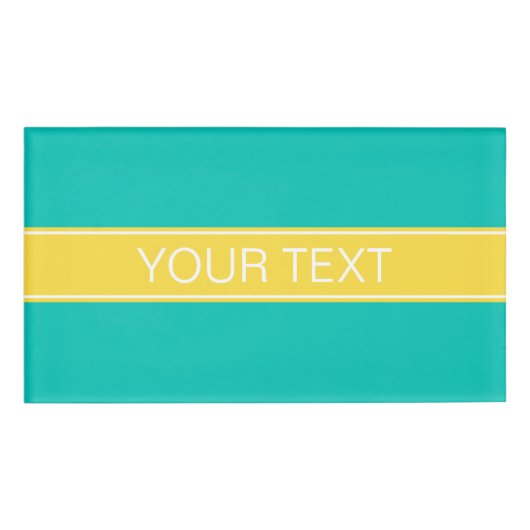 無地のティール（緑がかった色）、パイナップルリボン名モノグラム 名札 (正面)