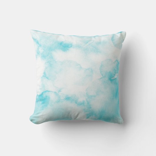 無地のティール（緑がかった色）青枕 クッション (正面)