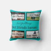 無地のティール（緑がかった色）青枕 クッション (裏面)