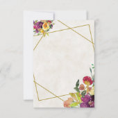 無地のバーガンディーと黄色の花の結婚式 招待状 (正面)