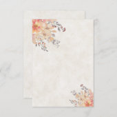 無地のブライダル予算 オレンジ色の水彩花のウェディング 招待状 (正面/裏面)